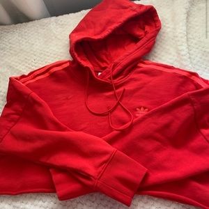 Red adidas hoodie crop top